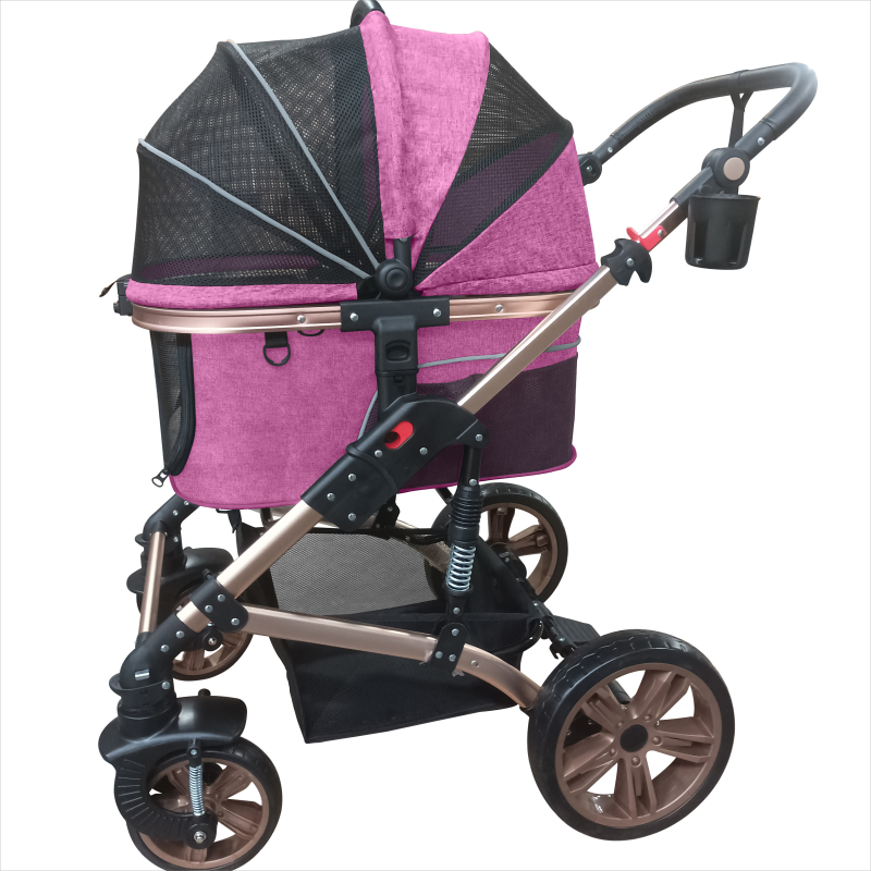 Dog Stroller Fold Pet Trolley Puppy Stroller Detachable Pet Carrier