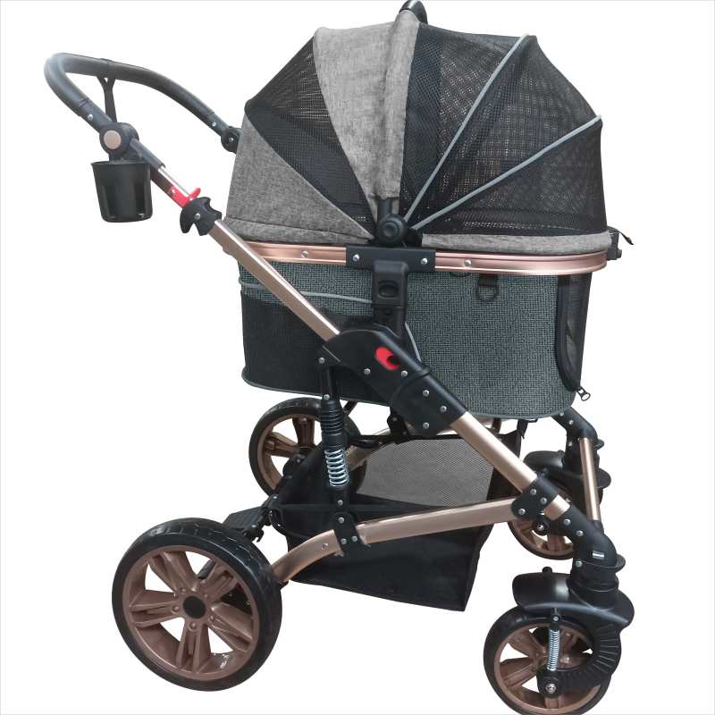 Dog Stroller Fold Pet Trolley Puppy Stroller Detachable Pet Carrier
